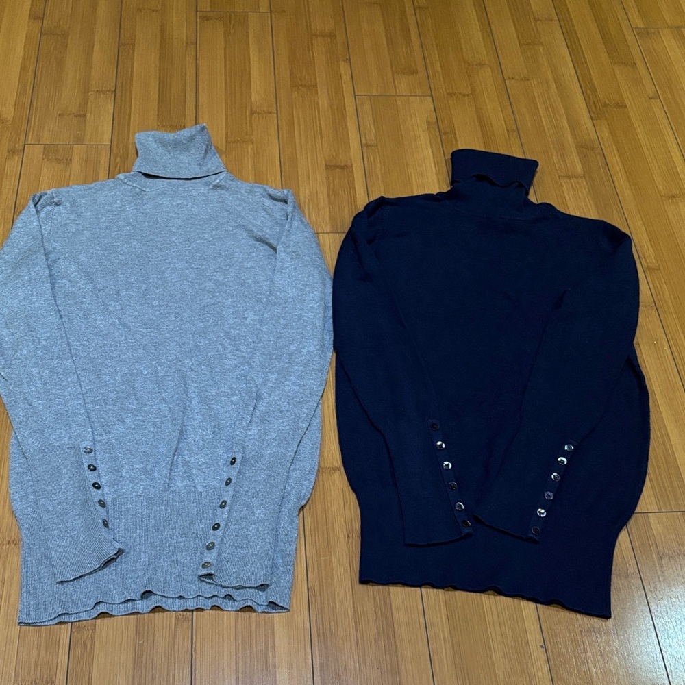 Zara women’s  Turtleneck Sweaters in Gray and Blue selling 2 for $70